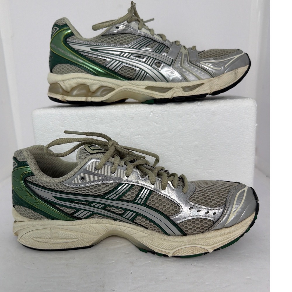 Asics Gel-Kayano 14 Silver Shamrock Green Running Shoes 1203A537 Womens 6.5